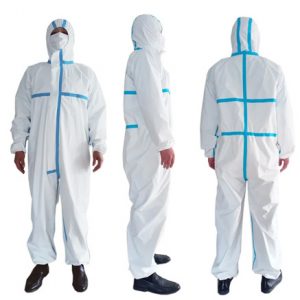 MONO DE PROTECCIÓN MÉDICA (ESTERILIZACIÓN POR IRRADIACIÓN) DESHECHABLE CON CINTA.